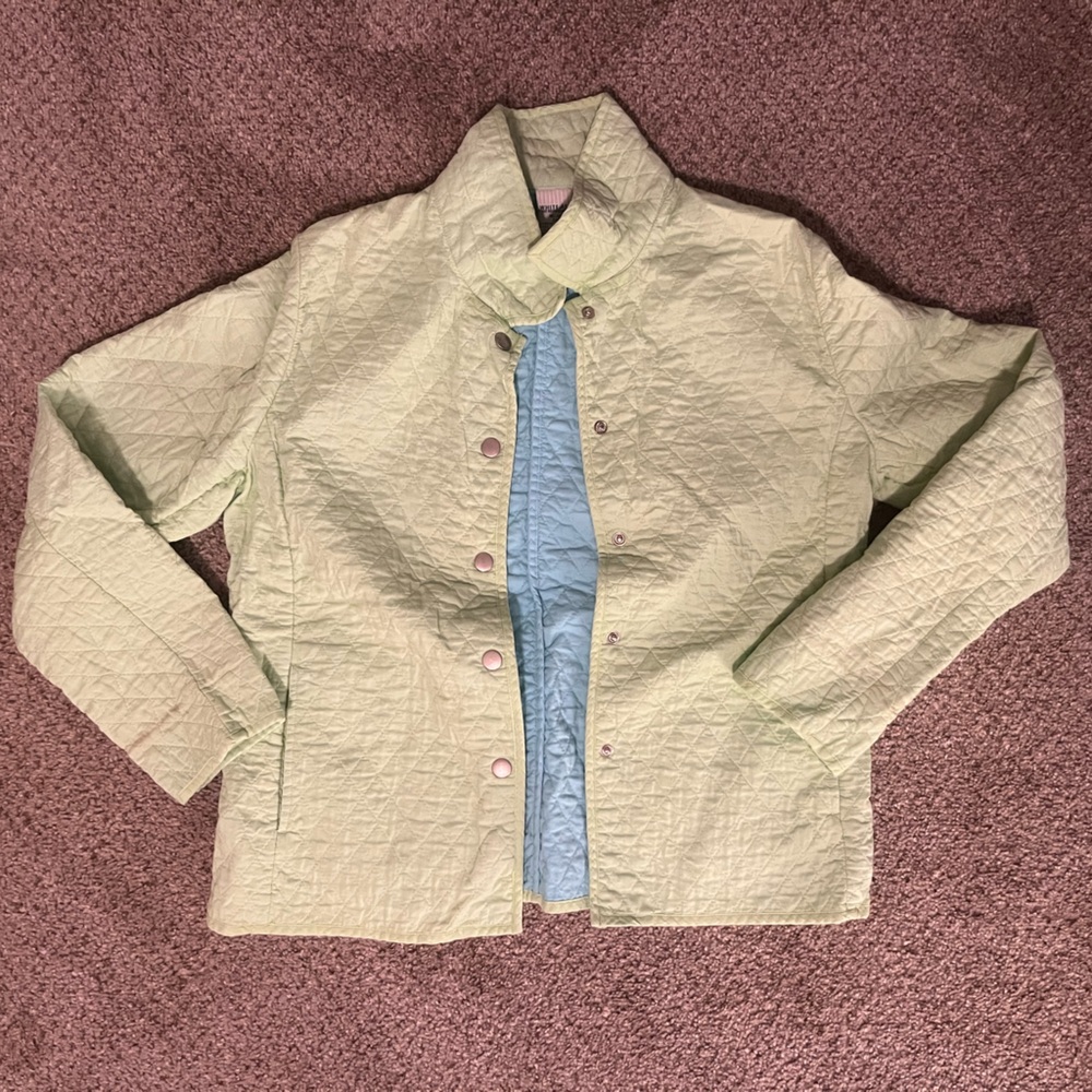 Womens Quilted Jacket - Light Green and Blue